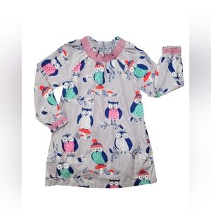Mini Boden | Grey Winter Owls Print Dress 4-5y